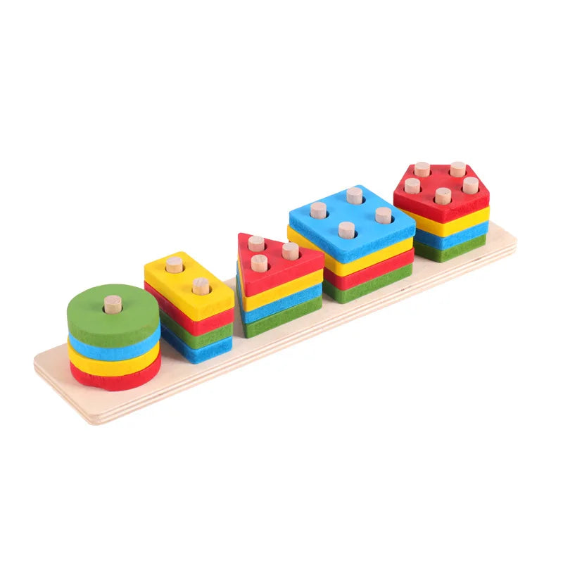 Blocos de construção de madeira para aprendizagem precoce, brinquedos educativos, quebra-cabeças para crianças, combinação de cores e formas, para meninos e meninas
